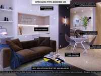 Modern lys interiørdesign type - stue design, leilighet 54 m2