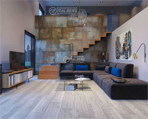Stue interiør design - flis 59.8 x 59.8 cm på vegg