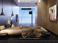 Mørk modern design type - soverom i leilighet 53 m2
