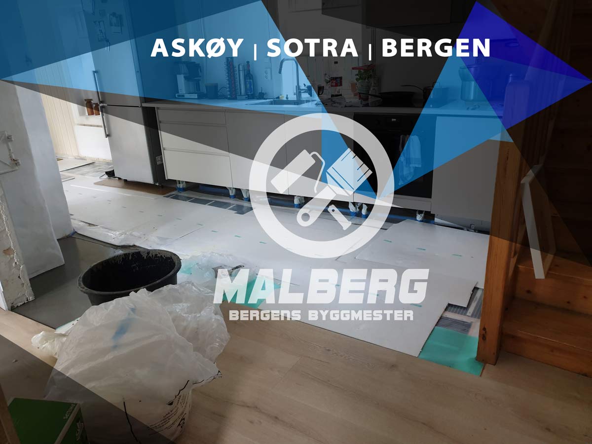Tre gulv renovering med betong i Bergen Sentrum - Malberg Byggmester!